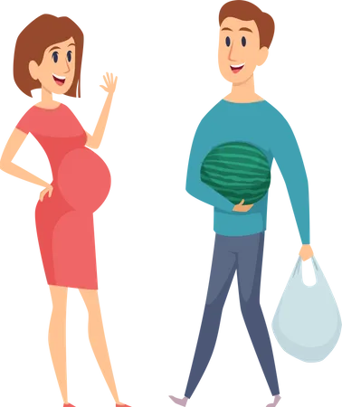 Femme enceinte avec mari  Illustration