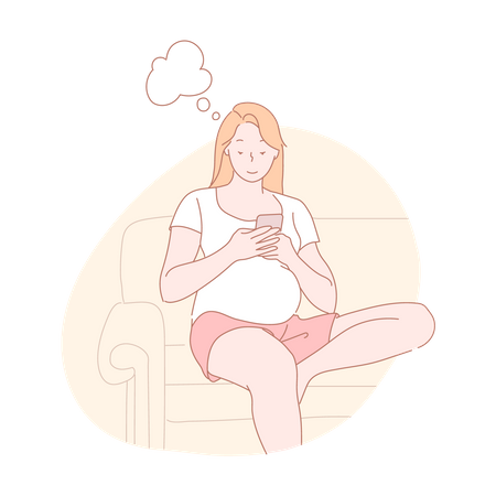 Femme enceinte discutant sur mobile  Illustration