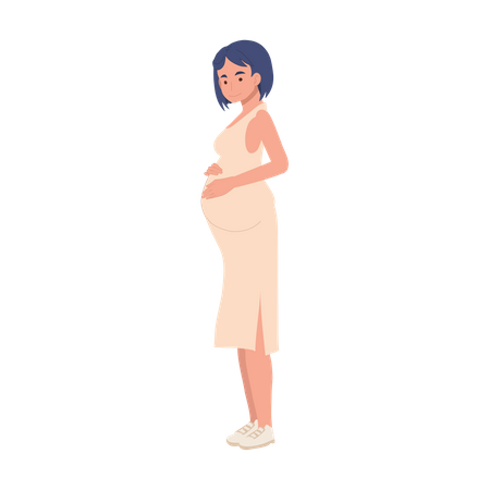 Femme enceinte, étreindre, ventre  Illustration