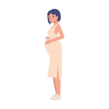 Femme enceinte, étreindre, ventre  Illustration