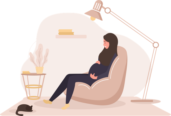 Femme enceinte dans une pose relaxante  Illustration