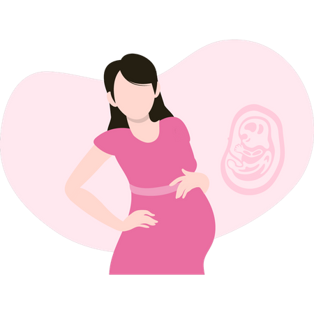 La femme enceinte est debout  Illustration