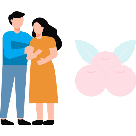Femme enceinte et mari fêtent Noël  Illustration
