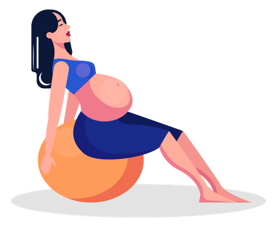 Femme enceinte, faire de l'exercice à l'aide d'un ballon de gymnastique  Illustration