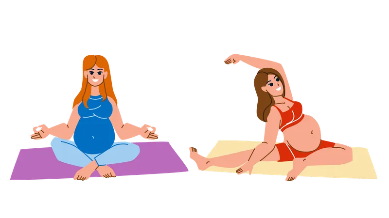 Femme enceinte, faire du yoga  Illustration