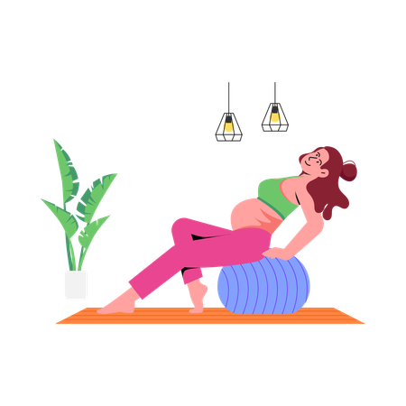 Femme enceinte, faire du yoga  Illustration