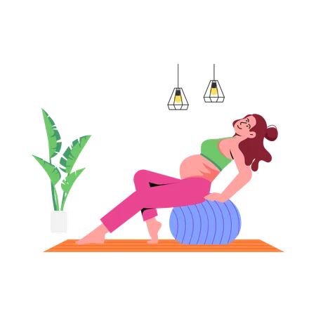 Femme enceinte, faire du yoga  Illustration