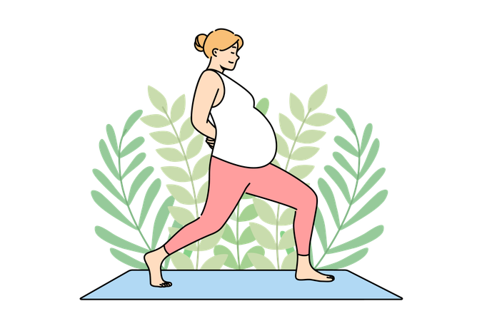 Femme enceinte, faire du yoga  Illustration