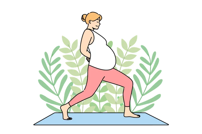 Femme enceinte, faire du yoga  Illustration