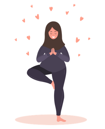 Femme enceinte, faire du yoga  Illustration