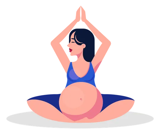 Femme enceinte, faire du yoga  Illustration