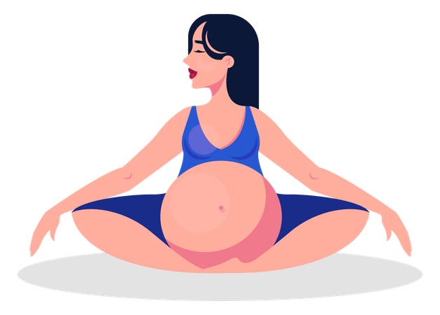 Femme enceinte, faire du yoga  Illustration