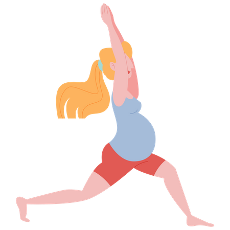 Femme enceinte, faire du yoga  Illustration