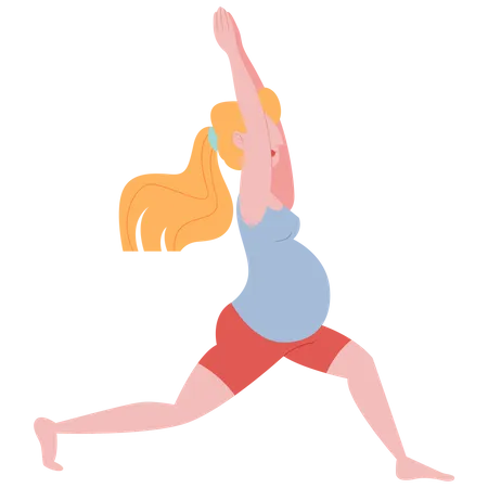 Femme enceinte, faire du yoga  Illustration