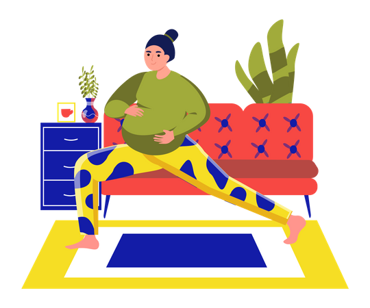 Dame enceinte faisant du yoga  Illustration