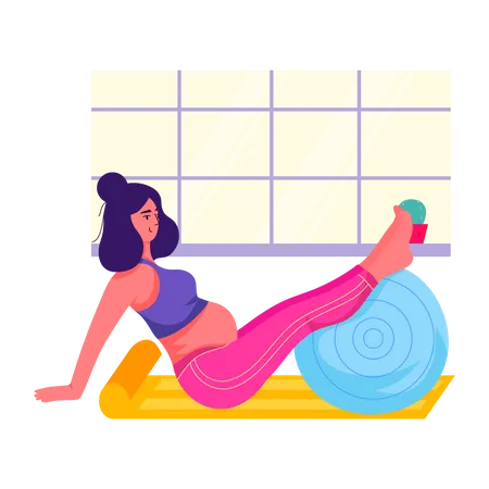 Femme enceinte, faire du yoga  Illustration