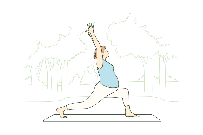 Dame enceinte faisant du yoga  Illustration