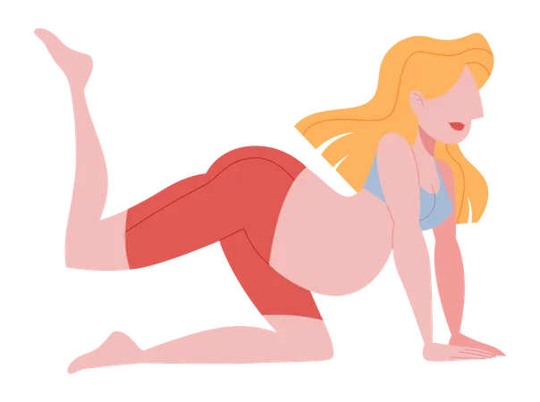 Femme enceinte, faire des exercices de remise en forme  Illustration