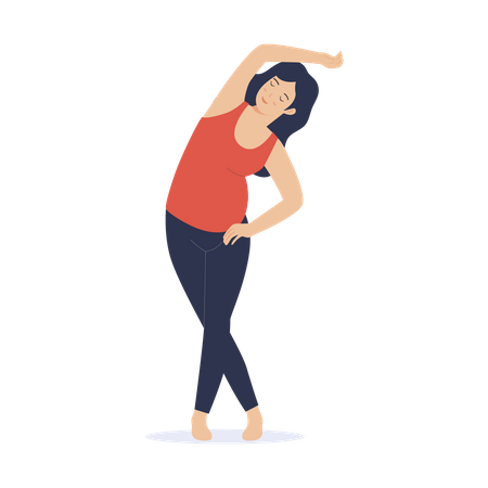 Femme enceinte, faire des exercices de yoga  Illustration