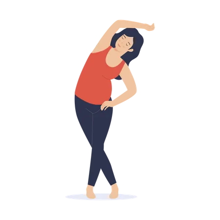 Femme enceinte, faire des exercices de yoga  Illustration