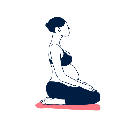 Femme enceinte, faire des exercices de yoga  Illustration