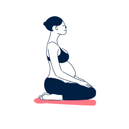 Femme enceinte, faire des exercices de yoga  Illustration