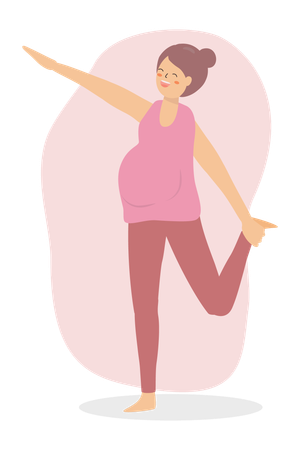 Femme enceinte faisant des exercices matinaux  Illustration
