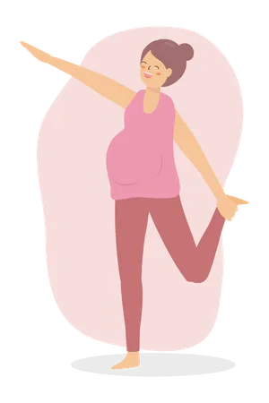 Femme enceinte faisant des exercices matinaux  Illustration