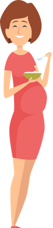 Femme enceinte, manger de la nourriture  Illustration