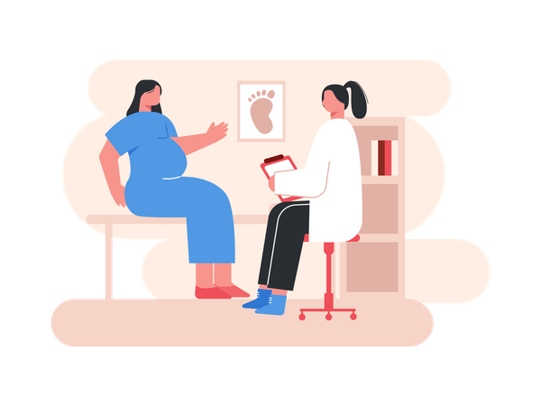 Femme enceinte, médecin visiteur  Illustration