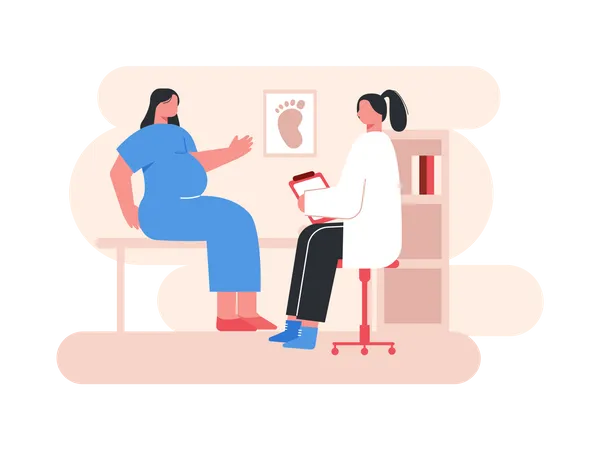 Femme enceinte, médecin visiteur  Illustration