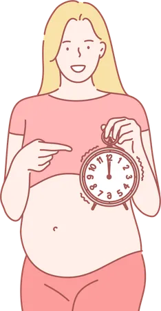 La femme enceinte montre la date d'accouchement  Illustration