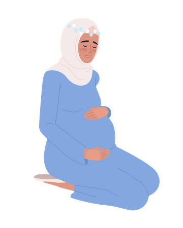 Femme enceinte palmant soigneusement le ventre  Illustration