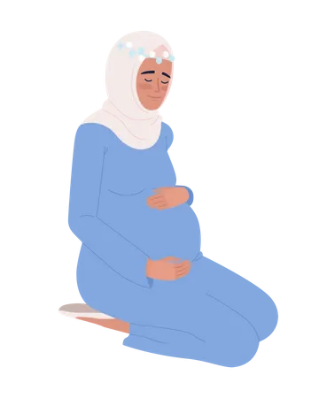 Femme enceinte palmant soigneusement le ventre  Illustration