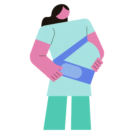Femme enceinte portant une ceinture de soutien de maternité  Illustration