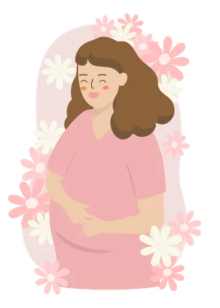 Femme enceinte tenant le ventre  Illustration