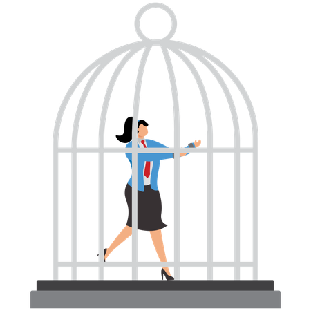 Une femme a été enfermée dans une cage de prison  Illustration