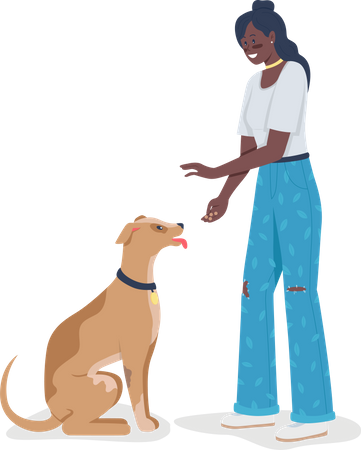 Femme enseignant des tours de chien  Illustration