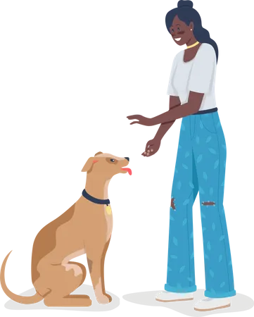 Femme enseignant des tours de chien  Illustration