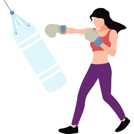 Femme entraînant sa boxe  Illustration