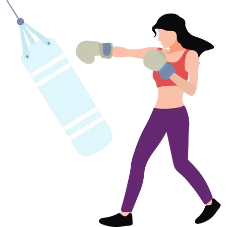 Femme entraînant sa boxe  Illustration