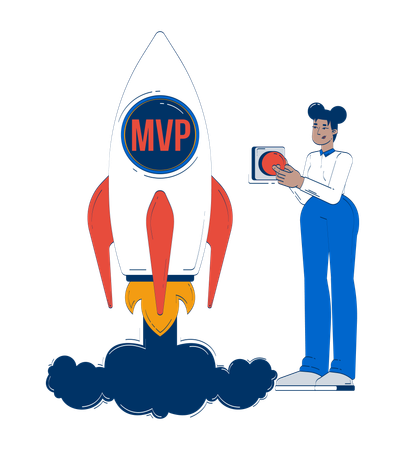 Une entrepreneure lance une startup MVP  Illustration