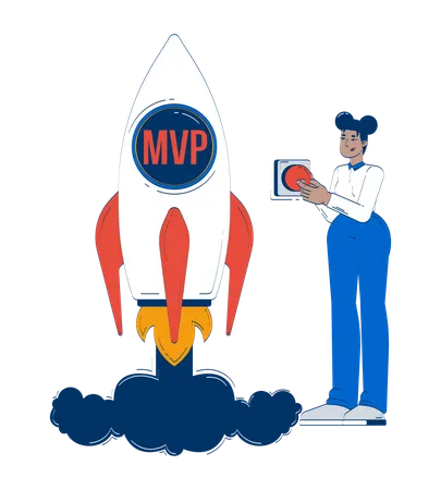 Une entrepreneure lance une startup MVP  Illustration