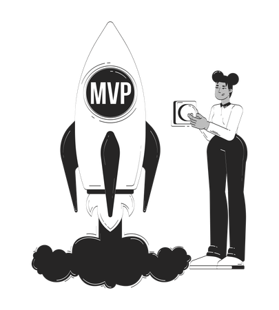 Une entrepreneure lance une startup MVP  Illustration