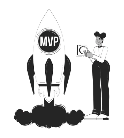 Une entrepreneure lance une startup MVP  Illustration