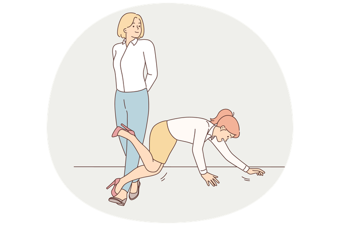 Une femme envieuse ébranle une collègue  Illustration