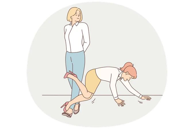 Une femme envieuse ébranle une collègue  Illustration