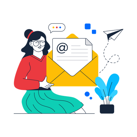 Femme envoyant un email  Illustration