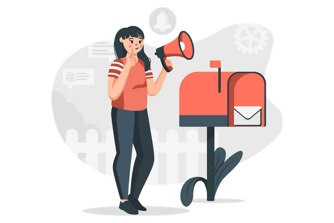 Femme envoyant du courrier marketing  Illustration