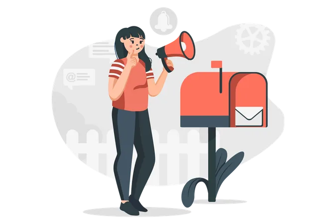 Femme envoyant du courrier marketing  Illustration